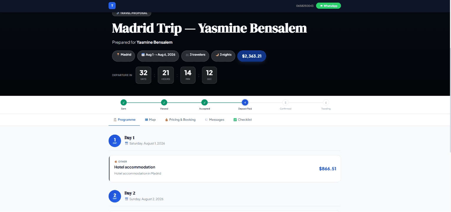 Generate Invoice action button on the proposal