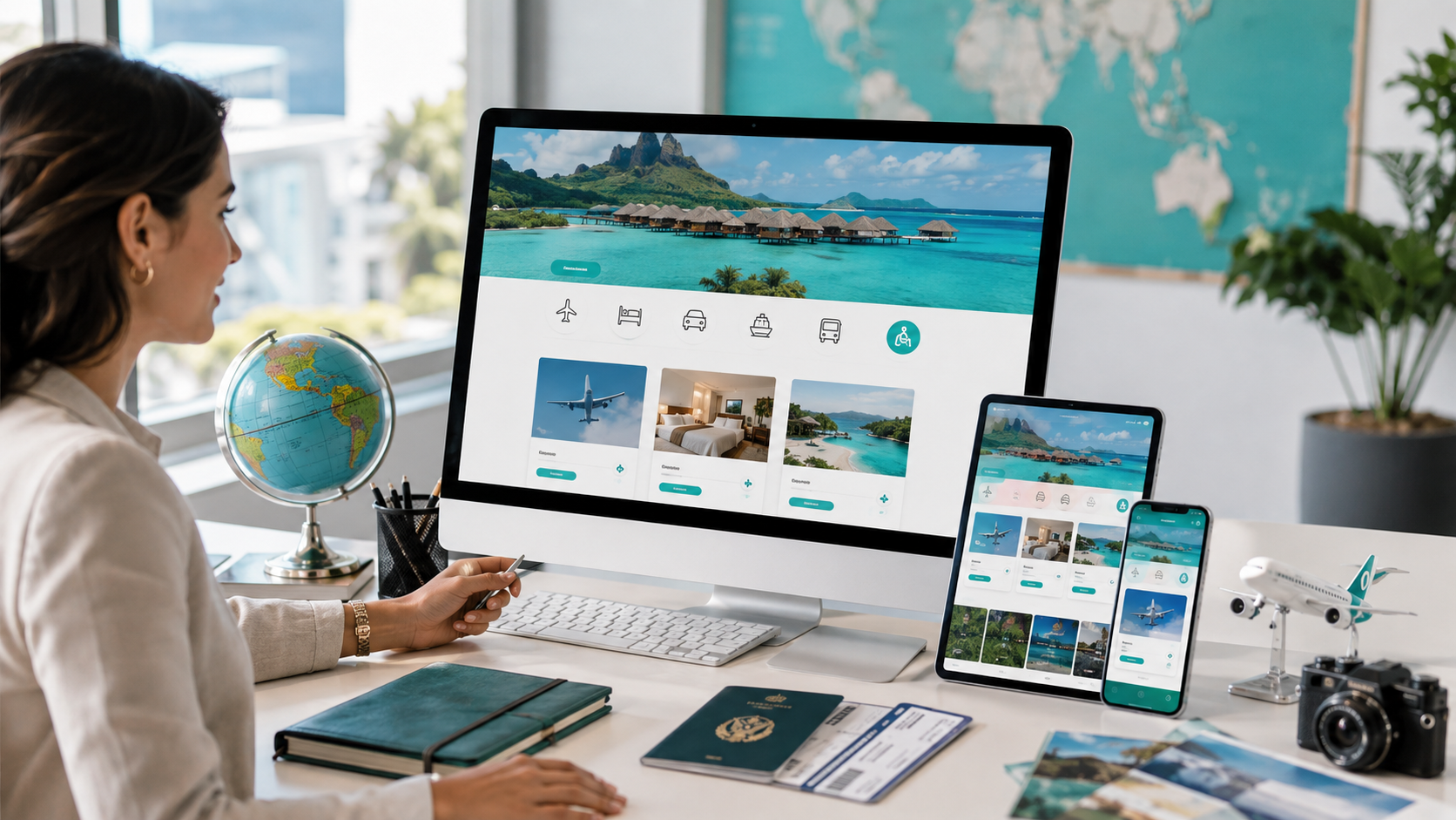 travel agency website design trends 2026 showing accessible layouts, AI personalisation and performance-first design for travel businesses