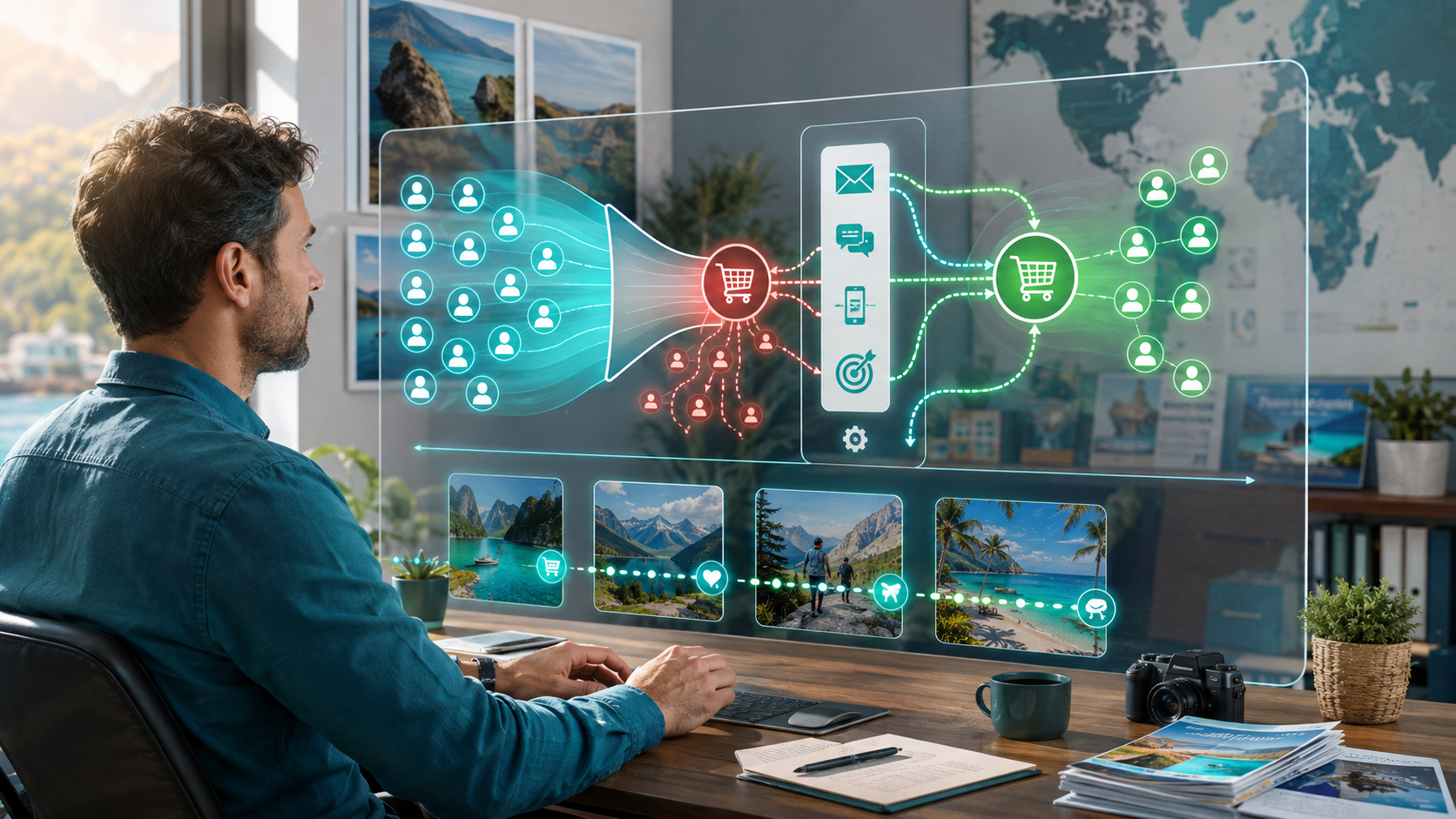 tour operator marketing software dashboard showing abandoned cart recovery and channel attribution for tour operators in 2026