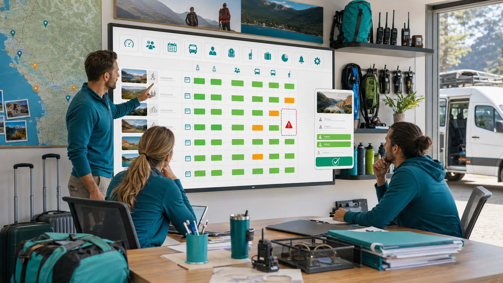 reservation software for tour operators showing capacity calendar with guide and vehicle resource allocation for 2026